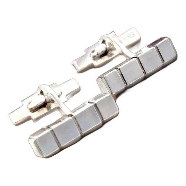 1990s Georg Jensen Estate Mens Cufflinks Sterling Silver, 2 Pieces For Sale