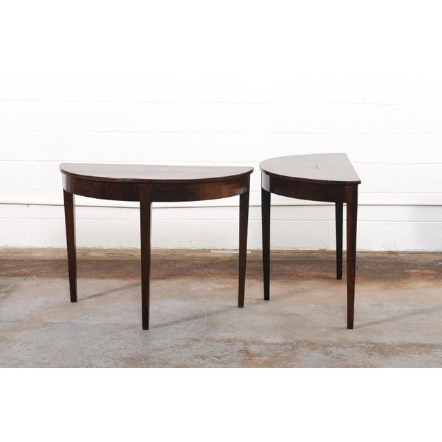 Coffee Pair of 19th C. Italian Demi-Lune Consoles For Sale - Image 8 of 11