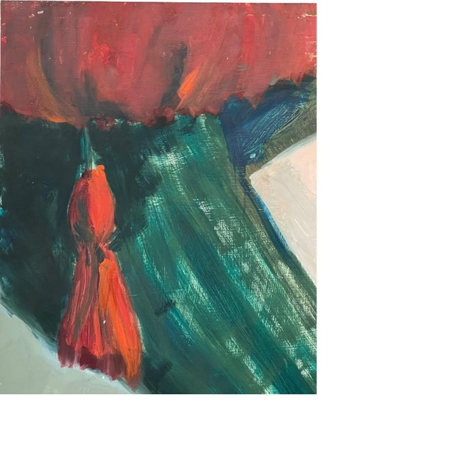 Wood 1970s Portrait of a Woman From the Medieval Age by Olga Prell Abstract Painting on Board. For Sale - Image 7 of 11