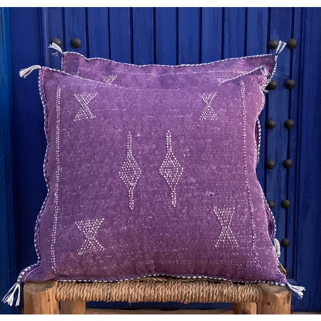 Purple Contemporary Purple Silk Sabra Pillow Covers- a Pair For Sale - Image 8 of 8