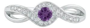 Amethyst Engagement Promise Ring • Twist Shank Cocktail Ring • Us 7