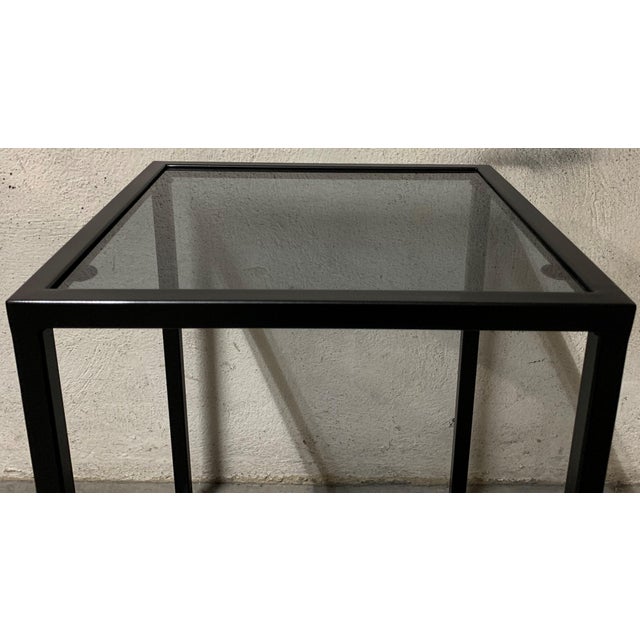 2010s New Modern Square Black Table With Fumee Glass Top, Indoor or Outdoor For Sale - Image 5 of 7
