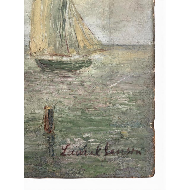 Blue Charming 19th/20th Century French Impressionist Maritime Seascape – Oil on Canvas For Sale - Image 8 of 15