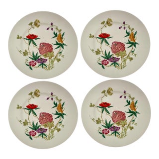 Limoges Plate 11” Wide Set of 4 Floral Design Vintage French Collectibles China For Sale