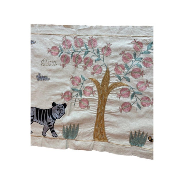 Mid-Century Modern Black Tiger Suzani Wall Hanging, Gold Tree For Sale - Image 3 of 6