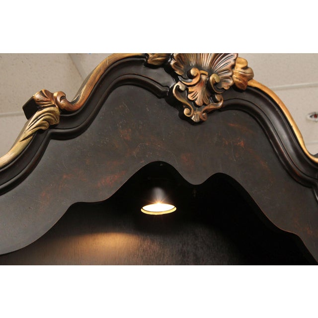 Wood Hekman Italian Rococo Style Bombe Secretary Writing Desk For Sale - Image 7 of 12