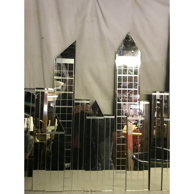 Mid Century Modern Mirror of New York City Skyline With Twin Towers