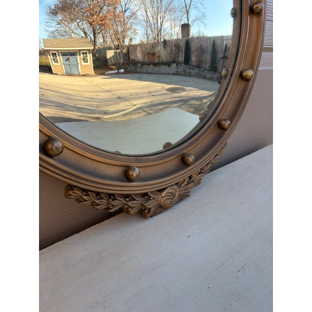 Gold American Federal Giltwood Eagle Bullseye Convex Mirror For Sale - Image 8 of 15