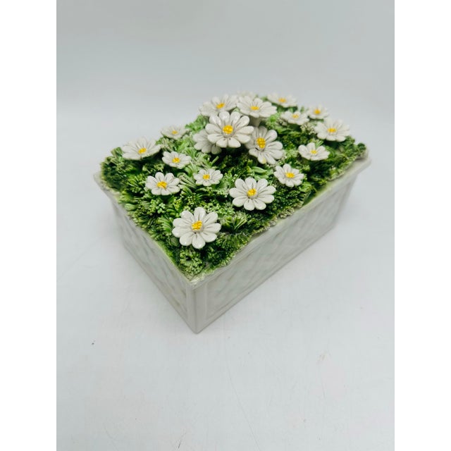 Ceramic Vintage Italian Ceramic Box With Flowers For Sale - Image 7 of 9