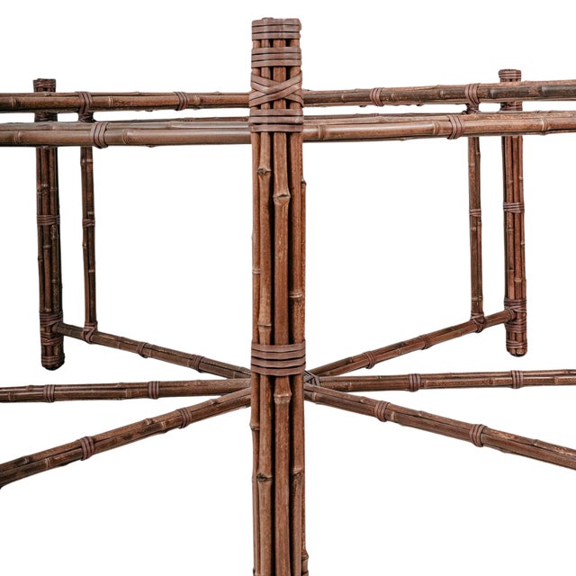 Mid-Century Modern Vintage McGuire Octagonal Bamboo Dining Table With Frosted Glass Top For Sale - Image 3 of 4