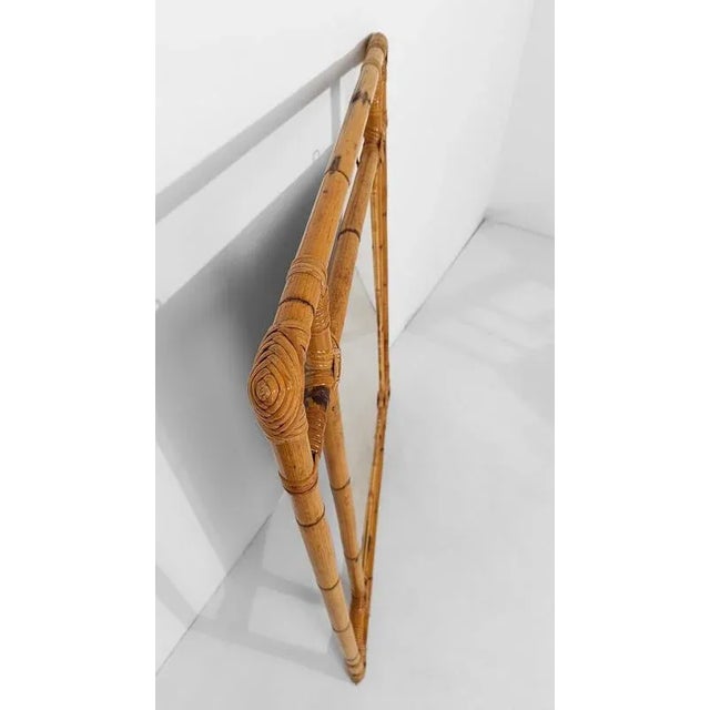 Gold Very Large Vintage Mirror with Geometric Decor in Bamboo Cane and Rattan, Italy, 1970s For Sale - Image 8 of 14