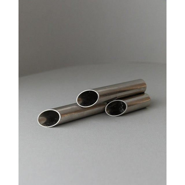 Vintage Candleholder for 3 Candles in Stainless Steel, Italy For Sale - Image 10 of 11