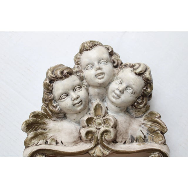 Renaissance Antique European Baroque Gilt Cherub Trio Wall Pocket/Art For Sale - Image 3 of 7