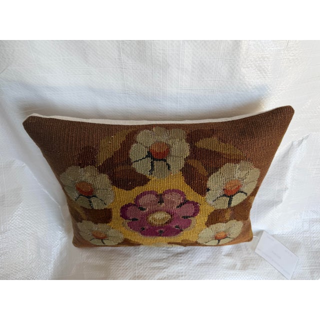 18th Century 18th Century French Aubusson Tapestry Pillow With Floral Medallion For Sale - Image 5 of 7