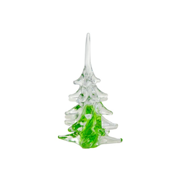 Signed 10" Swedish Blown Art Glass Green Tree For Sale - Image 4 of 4