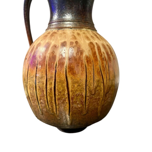 1990s 1990s Richard Aerni Signed Ash Glazed Studio Pottery Pitcher Vase-Rochester-Art-Jug For Sale - Image 5 of 9