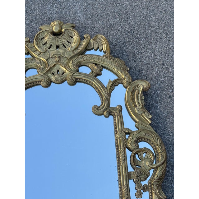 Large Regency Style Mirror with Carved and Gilded Wooden Side Panels, 1950s For Sale - Image 9 of 12