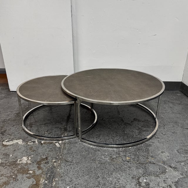 Design Plus Gallery presents a Set of Two Bentley Shagreen Nesting Coffee Tables from Four Hands. The pair combines...