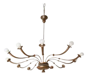 Mid-Century Modern 12-Light Brass Chandelier by Caccia Dominioni for Azucena, 1950s