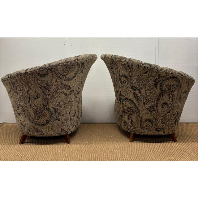 Vintage Vladimir Kagan Style Channel Fan-Shaped Art Deco Inspired Lounge Chairs - A Pair For Sale - Image 9 of 9