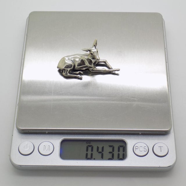 Vintage Italian Handmade Sterling Silver Sitting Deer Figurine, 1980s For Sale - Image 11 of 13