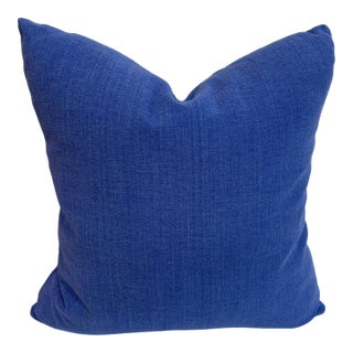 Blue Brushed Cotton Pillow For Sale