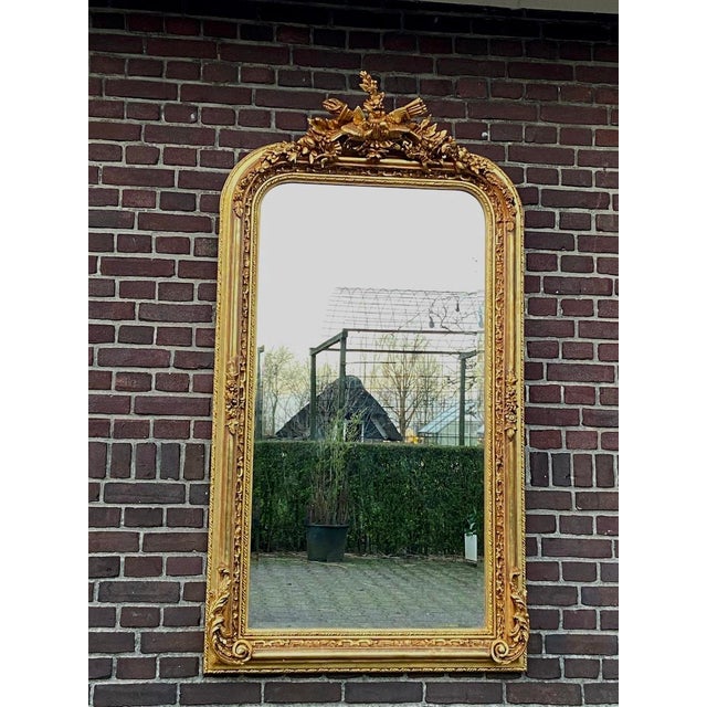 1980s 1980s French Louis XVI Gold Wood Full-Length Floor Mirror For Sale - Image 5 of 18