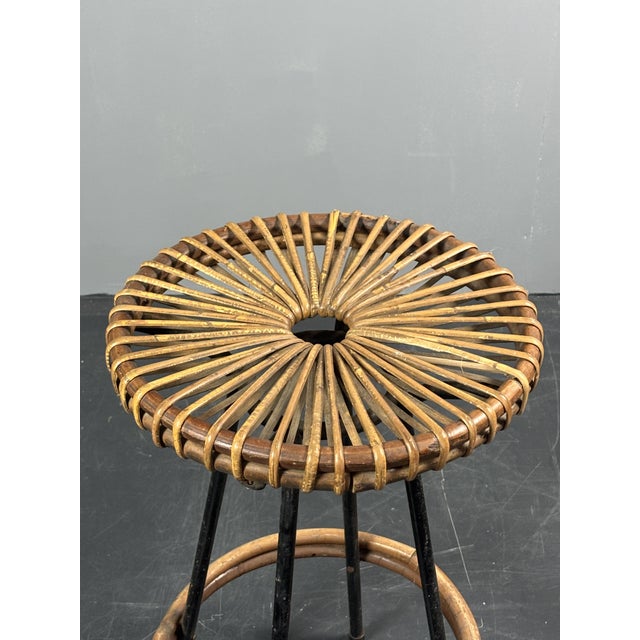 Mid-Century Modern Mid-Century Modern Dutch Rattan Bamboo Bar Stool by Dirk Van Sliedrecht for Rohé Noordwolde, 1950s For Sale - Image 3 of 18