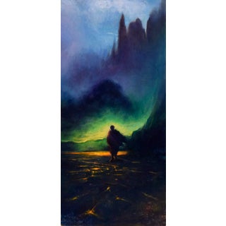 Along the Path by Tenaya Sims | Oil on Panel Figure walking along a scenic path at dusk. For Sale