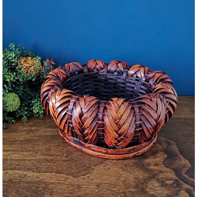 Wood Antique Japanese Ikebana Bamboo Basket For Sale - Image 7 of 17