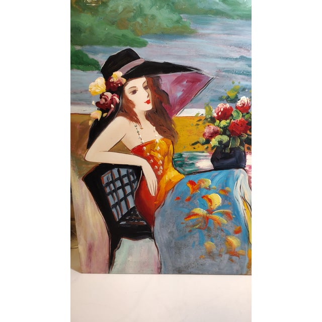 1990s Vibrant Cafe Scene Oil Painting by Jean-Claude Dutard For Sale - Image 15 of 15