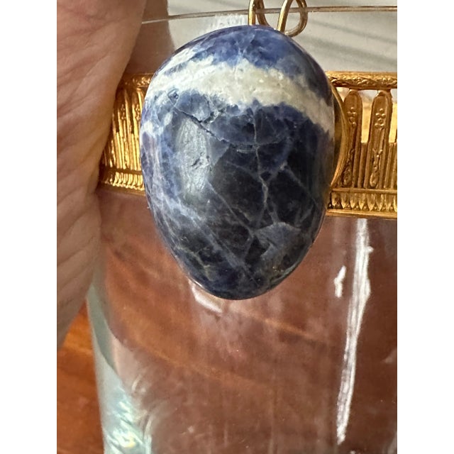 Rare French Crystal Ice Bucket Gilt Mounted, Lapis Stone Handles Attributed to Baccarat For Sale - Image 11 of 12