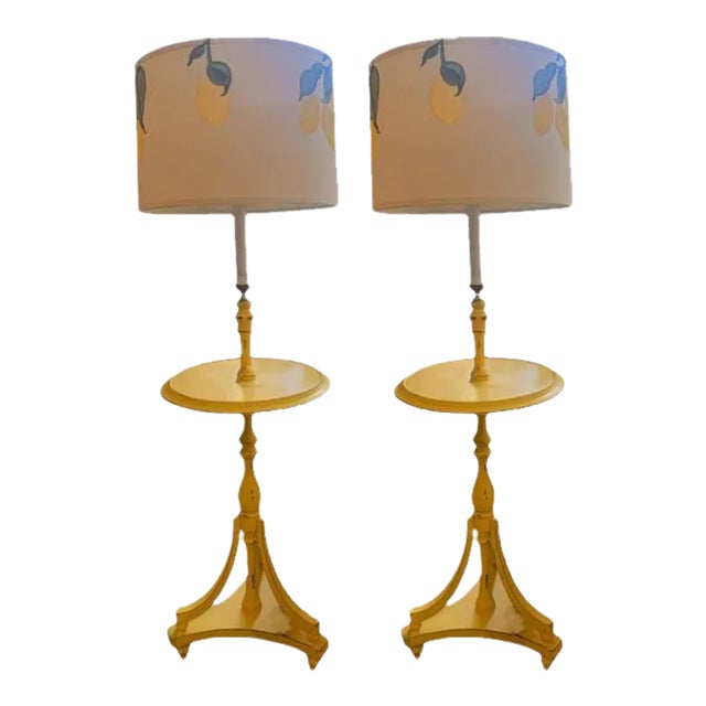 Vintage 1960s Wood Floor Lamps - a Pair For Sale