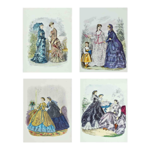 Early 20th Century Victorian Fashion Plates French Periodicals Prints - Set of 4