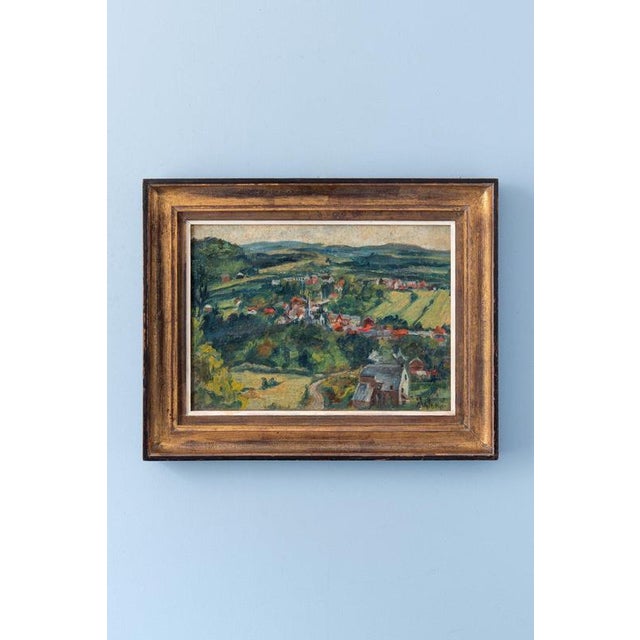 Belgian School, Village View, 1949, Oil Painting on Board For Sale - Image 9 of 9