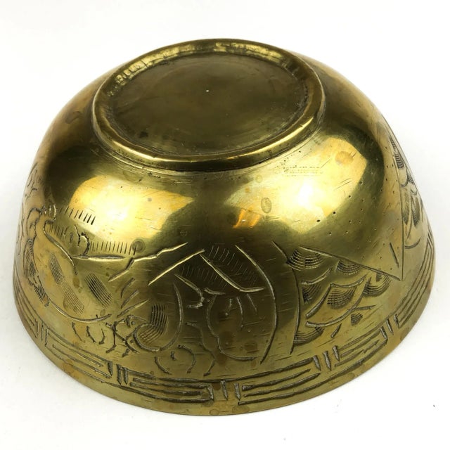 Carved Solid Brass Trinket Bowl For Sale - Image 9 of 12