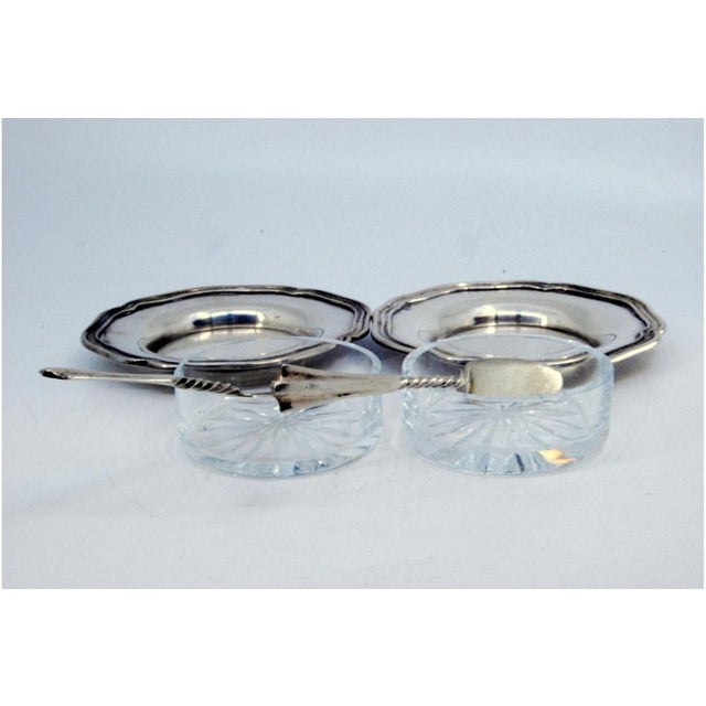 Silver Butter Dishes with Glass Cores and Knives with Twisted Handles, Set of 6 For Sale - Image 6 of 10