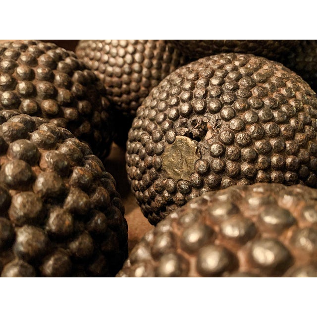 Wooden Bowl With 9 French Iron Boules For Sale In New York - Image 6 of 14