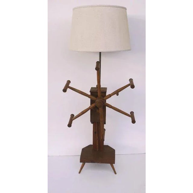 Wood Early 19th Century Pennsylvania Yarn Winder Floor Lamp Country For Sale - Image 7 of 8