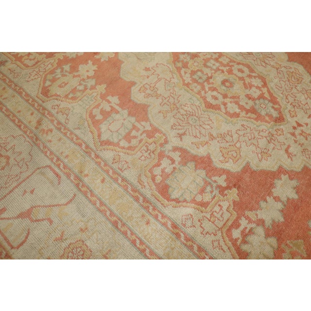 Early 20th Century Orange Ivory Antique Turkish Oushak - 11' x 14'4" For Sale - Image 5 of 9