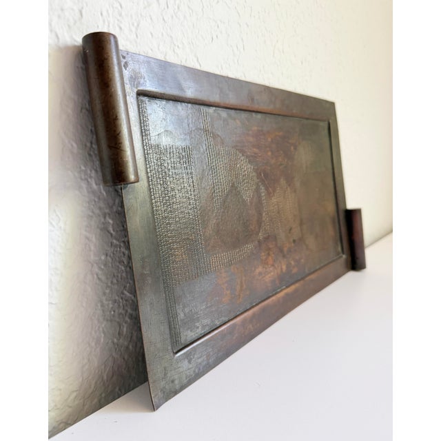 Brutalist Bronze Tray With Geometric Relief, 1960s For Sale In Sacramento - Image 6 of 14