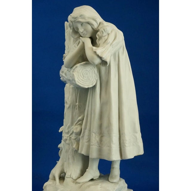 Large 20th Century Biscuit Porcelain Sculpture of a Little Girl Praying on a Cross from Betoule Et Cie, Limoges, France For Sale - Image 14 of 18