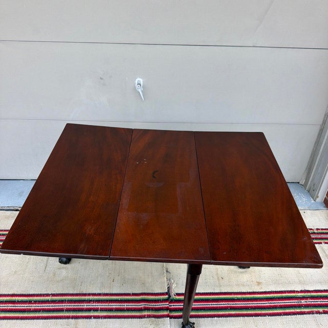 Oxblood Red Antique English George III Mahogany Drop-Leaf Side Table, Circa 1760-1780 For Sale - Image 8 of 18