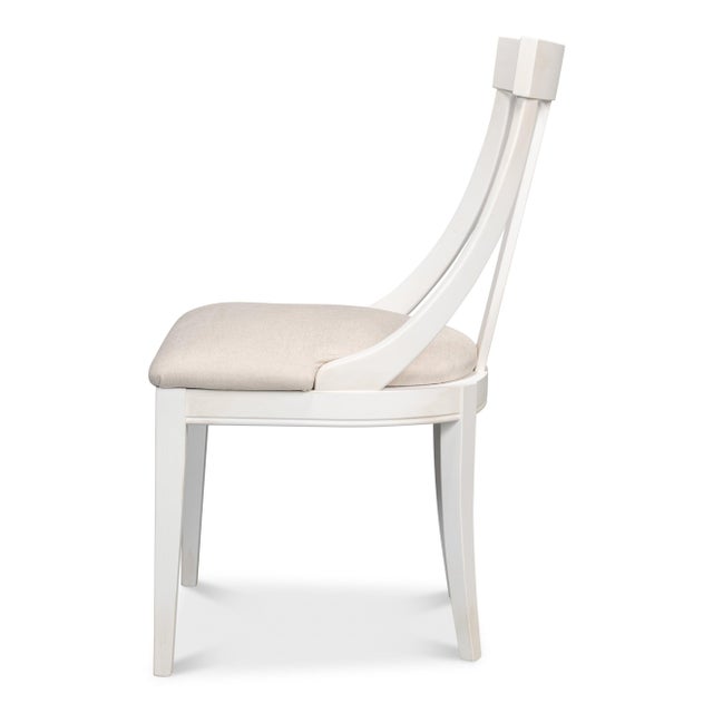 White Deco Klismos Dining Chairs in White with Cream Seats, Sets of 2 For Sale - Image 8 of 11