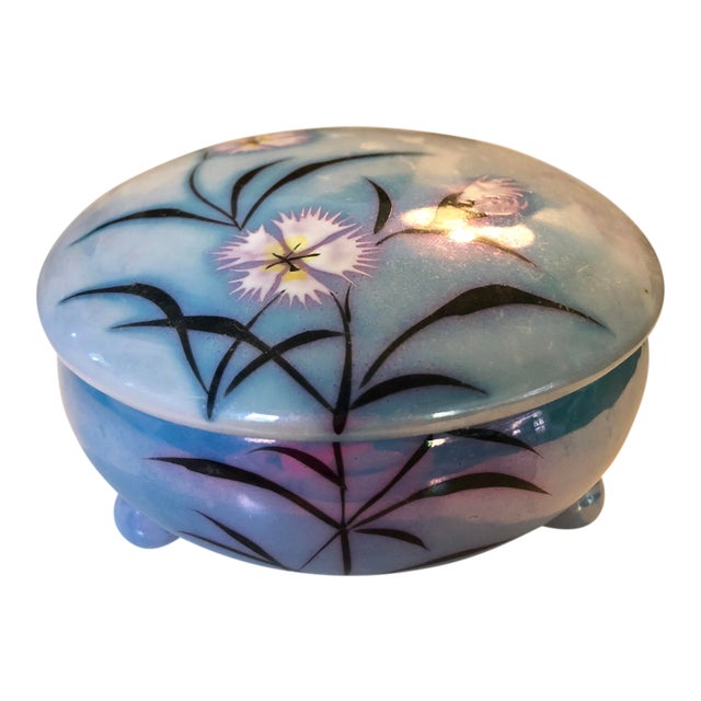 Vintage Art Deco Japanese Floral Lusterware Box For Sale