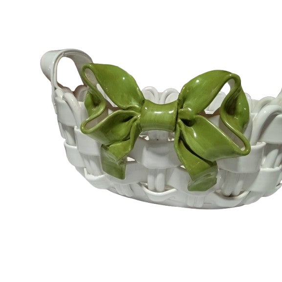 Mid 20th Century Trilady Porcelain Basket Made in Italy For Sale - Image 4 of 5