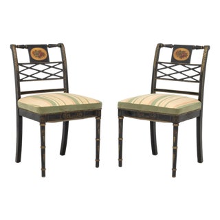 Regency Style Gilt and Ebonized Side Chairs, Pair For Sale