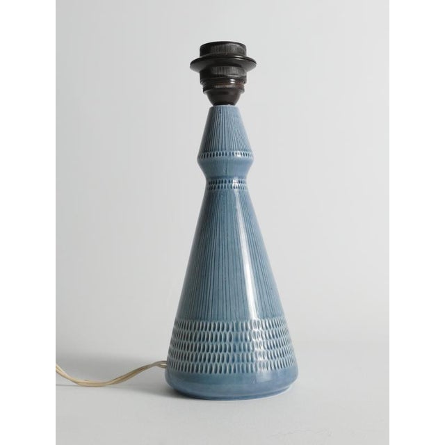 Rörstrand Dusty Blue Ceramic Table Lamp from Rörstrand, 1986 For Sale - Image 4 of 12