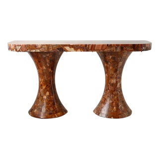 Muller's of Mexico Onyx Double Pedestal Console Table, 1960s For Sale