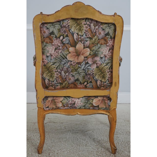 Pair of Louis XV Giltwood Fauteuils Armchairs For Sale - Image 4 of 18
